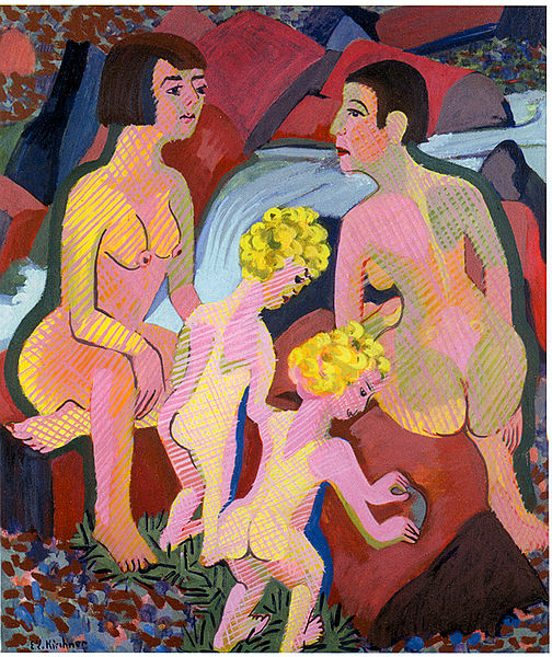 Bathing women and children